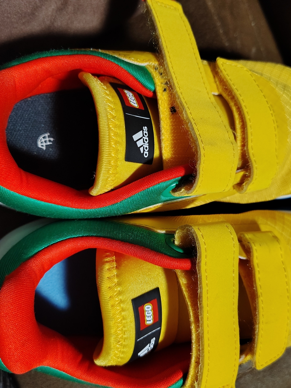 adidas Kids Yellow Sneakers with Red & Green Accents